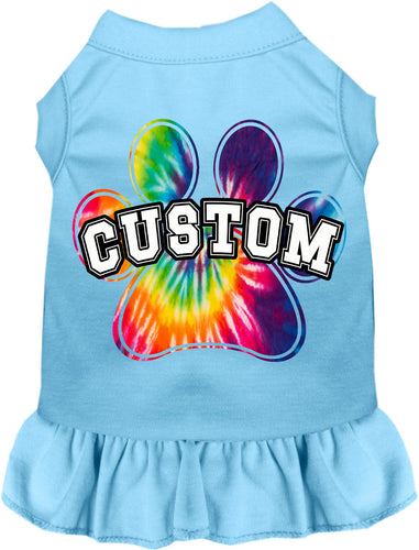 Custom Bright Tie Dye Paw Pet Dress