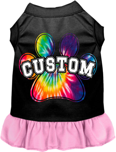 Custom Bright Tie Dye Paw Pet Dress