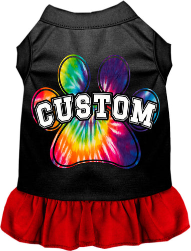 Custom Bright Tie Dye Paw Pet Dress