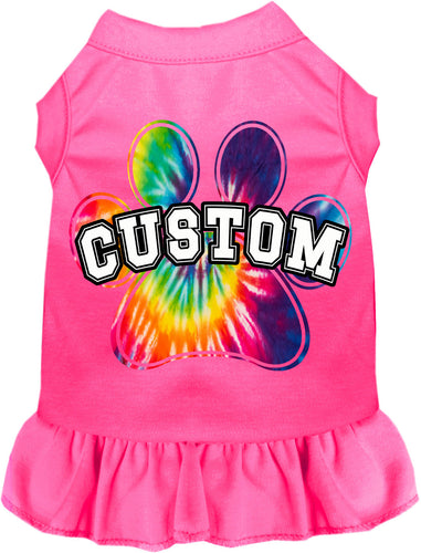 Custom Bright Tie Dye Paw Pet Dress