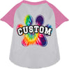 Custom Bright Tie Dye Paw Pet Raglan Shirts