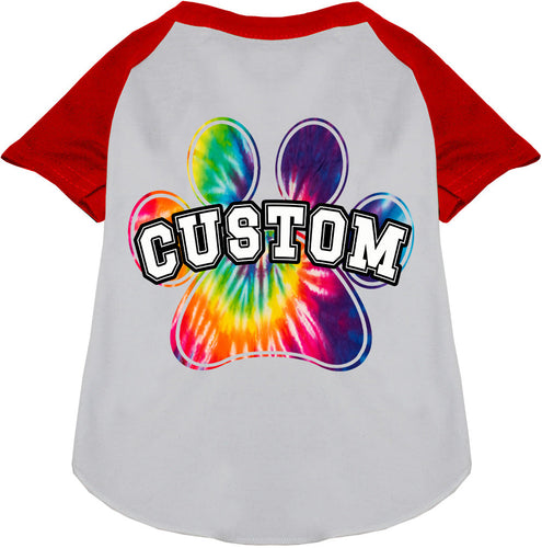 Custom Bright Tie Dye Paw Pet Raglan Shirts