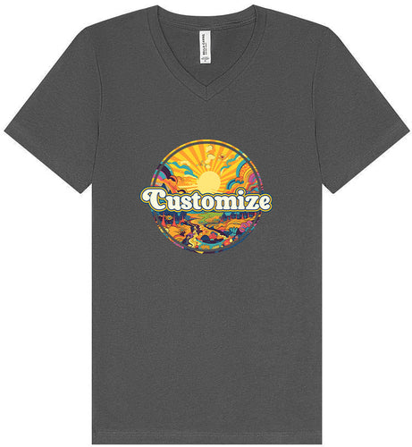 Custom Trippy Peaks Unisex V-Neck Shirt