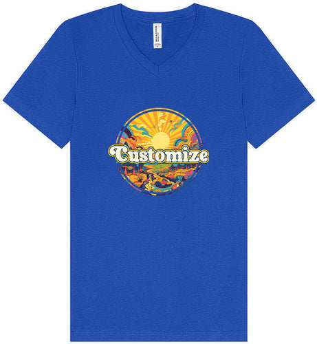 Custom Trippy Peaks Unisex V-Neck Shirt