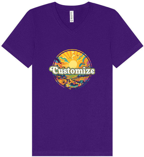 Custom Trippy Peaks Unisex V-Neck Shirt