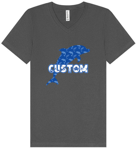 Custom Blue Dolphins Unisex V-Neck Shirt