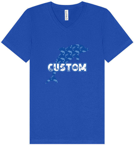 Custom Blue Dolphins Unisex V-Neck Shirt
