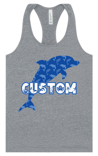 Custom Blue Dolphins Women's Racerback Tank