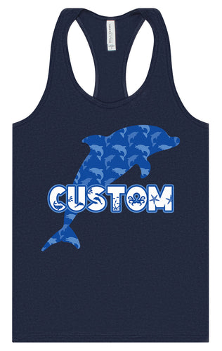 Custom Blue Dolphins Women's Racerback Tank