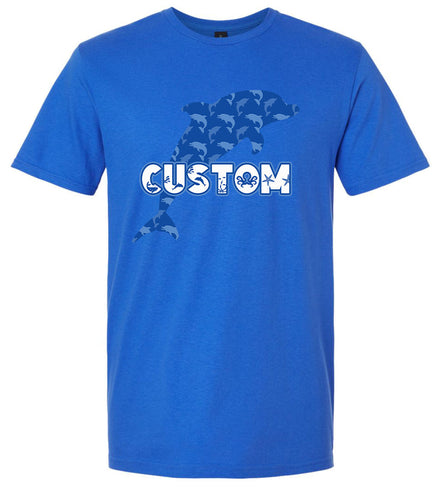 Custom Blue Dolphins Adult Gildan Soft Shirt