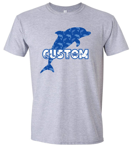 Custom Blue Dolphins Adult Gildan Soft Shirt