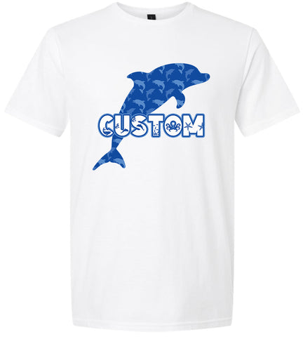 Custom Blue Dolphins Adult Gildan Soft Shirt