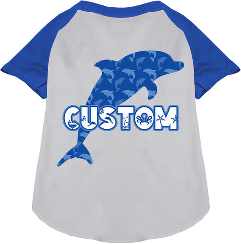 Custom Blue Dolphins Pet Raglan Shirts