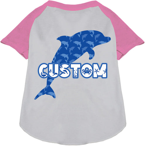 Custom Blue Dolphins Pet Raglan Shirts