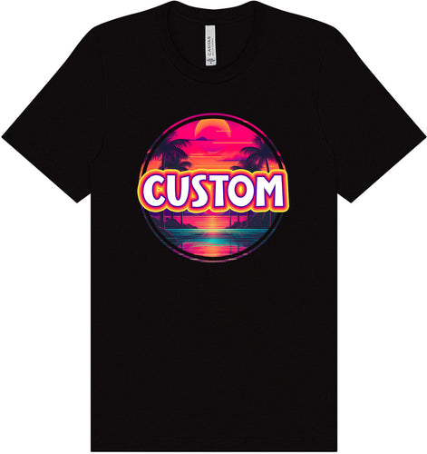 Custom Neon Beach Sunset Adult Bella Canvas Shirt