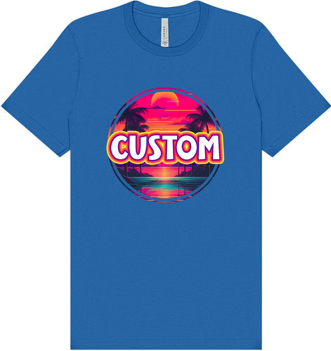 Custom Neon Beach Sunset Adult Bella Canvas Shirt