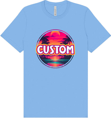 Custom Neon Beach Sunset Adult Bella Canvas Shirt