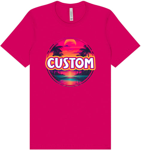 Custom Neon Beach Sunset Adult Bella Canvas Shirt