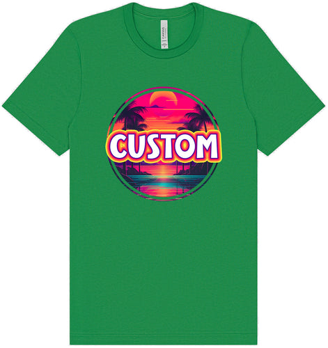 Custom Neon Beach Sunset Adult Bella Canvas Shirt