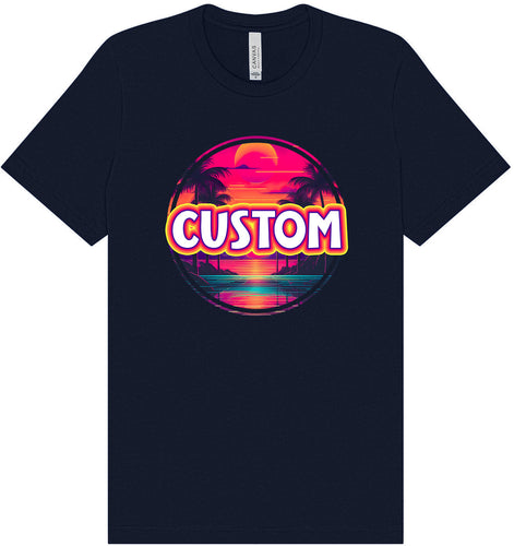 Custom Neon Beach Sunset Adult Bella Canvas Shirt