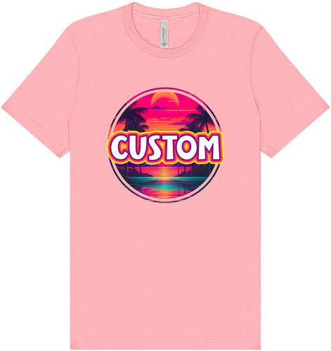 Custom Neon Beach Sunset Adult Bella Canvas Shirt