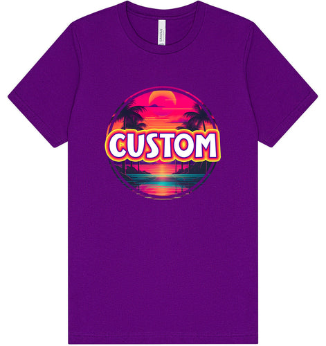 Custom Neon Beach Sunset Adult Bella Canvas Shirt