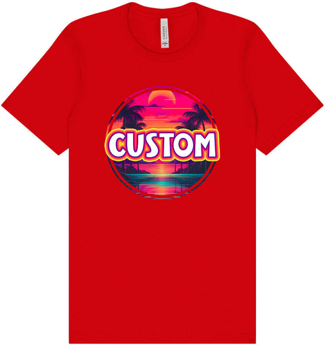 Custom Neon Beach Sunset Adult Bella Canvas Shirt