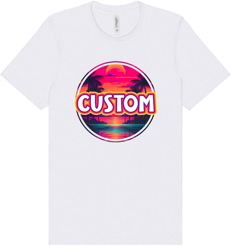 Custom Neon Beach Sunset Adult Bella Canvas Shirt