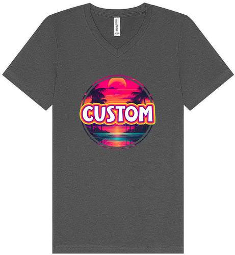 Custom Neon Beach Sunset Unisex V-Neck Shirt