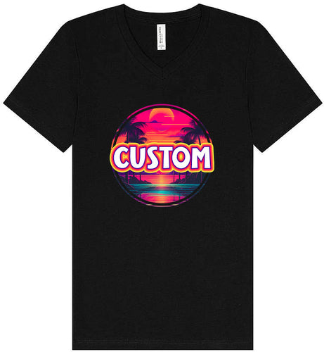 Custom Neon Beach Sunset Unisex V-Neck Shirt