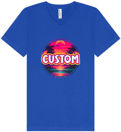 Custom Neon Beach Sunset Unisex V-Neck Shirt
