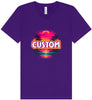 Custom Neon Beach Sunset Unisex V-Neck Shirt