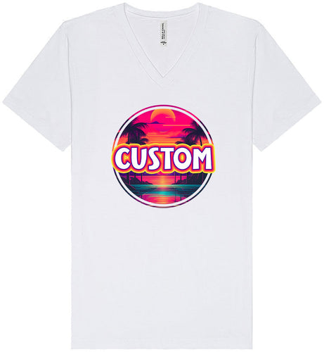 Custom Neon Beach Sunset Unisex V-Neck Shirt