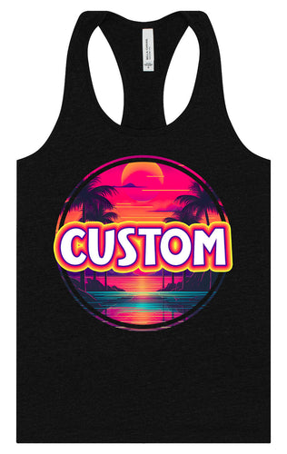 Custom Neon Beach Sunset Women's Racerback Tank