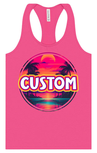 Custom Neon Beach Sunset Women's Racerback Tank