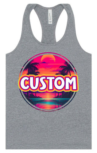 Custom Neon Beach Sunset Women's Racerback Tank