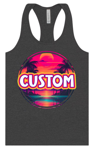 Custom Neon Beach Sunset Women's Racerback Tank