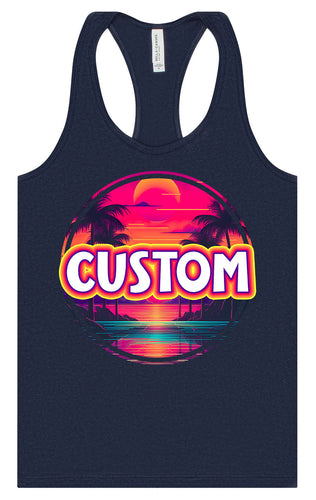 Custom Neon Beach Sunset Women's Racerback Tank