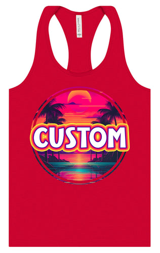 Custom Neon Beach Sunset Women's Racerback Tank