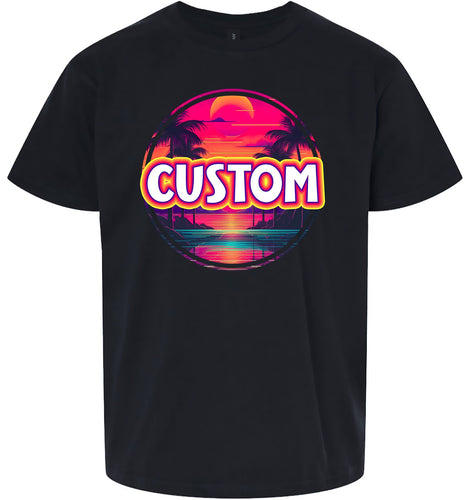 Custom Neon Beach Sunset Children's Gildan Soft Shirt