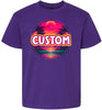 Custom Neon Beach Sunset Children's Gildan Soft Shirt