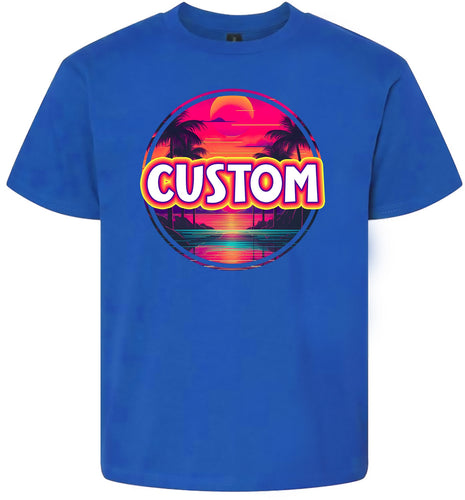 Custom Neon Beach Sunset Children's Gildan Soft Shirt