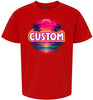 Custom Neon Beach Sunset Children's Gildan Soft Shirt