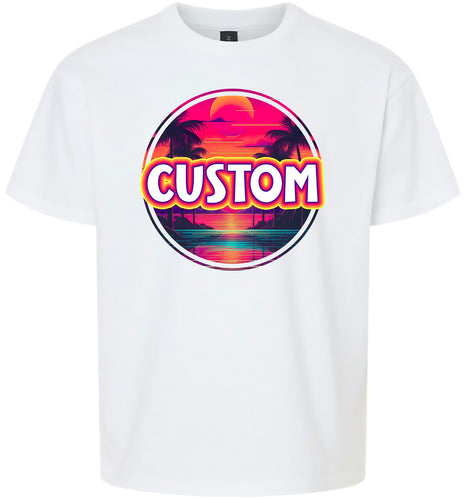 Custom Neon Beach Sunset Children's Gildan Soft Shirt