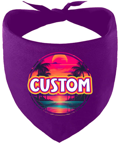 Custom Neon Beach Sunset Pet Bandana