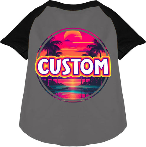 Custom Neon Beach Sunset Pet Raglan Shirts