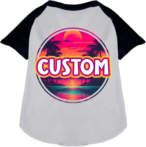 Custom Neon Beach Sunset Pet Raglan Shirts