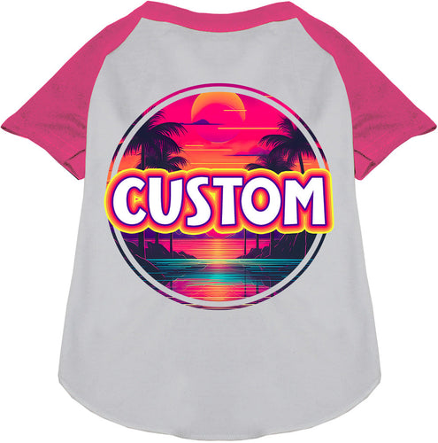 Custom Neon Beach Sunset Pet Raglan Shirts