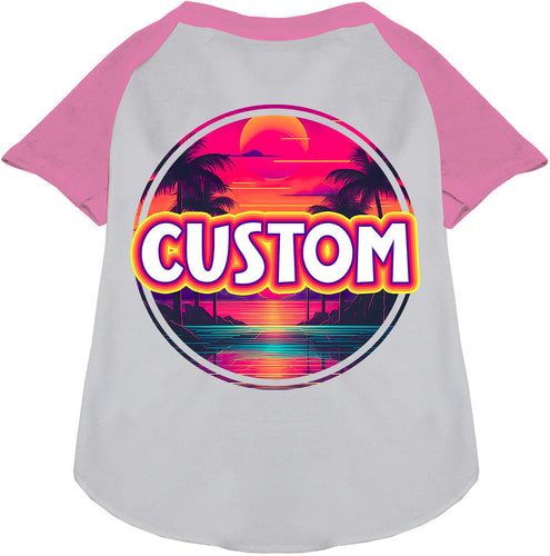 Custom Neon Beach Sunset Pet Raglan Shirts