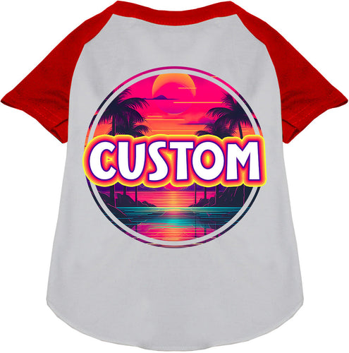 Custom Neon Beach Sunset Pet Raglan Shirts